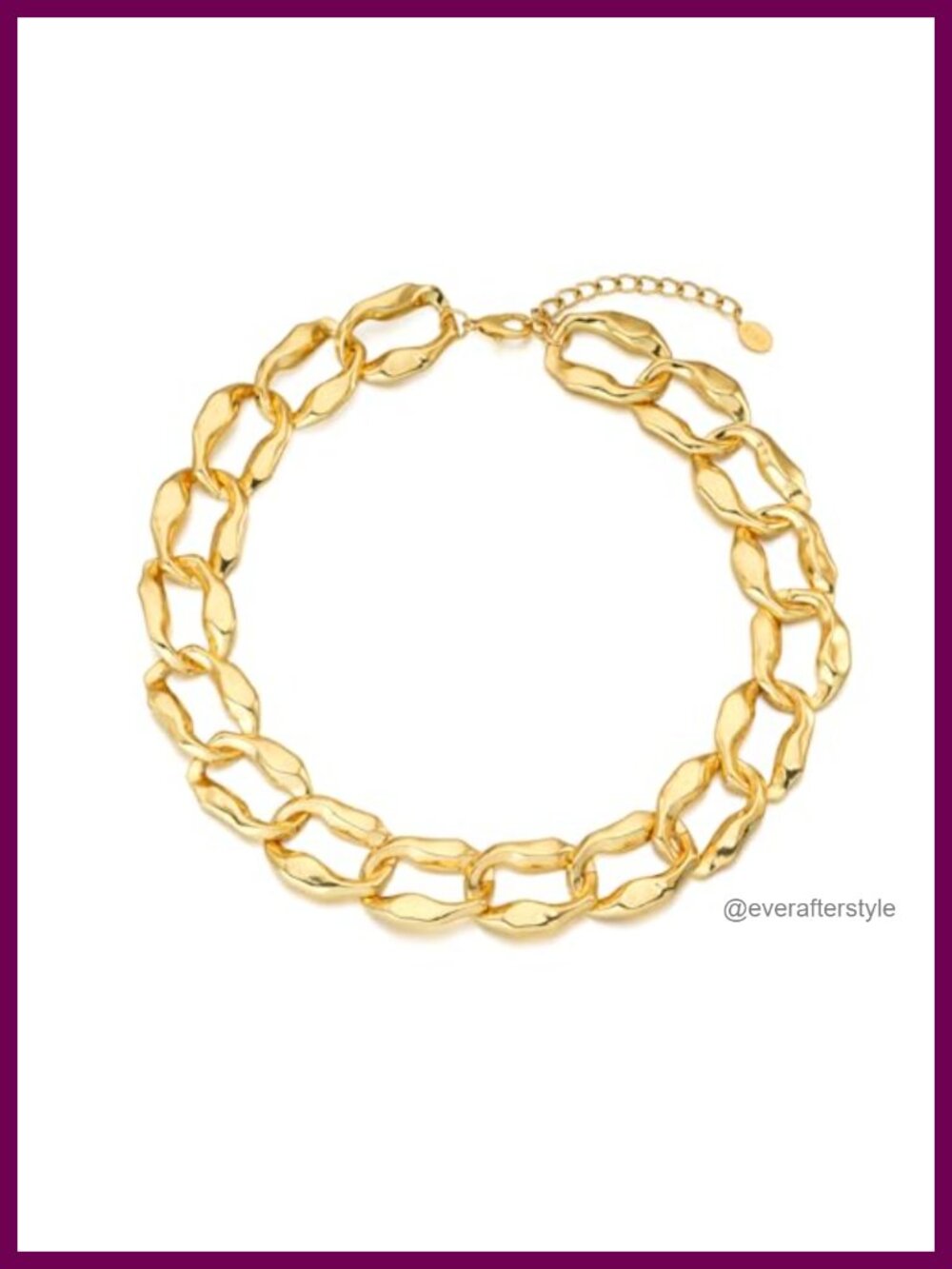 18K Gold Plated Sculpted Chunky Link Necklace Hypoallergenic